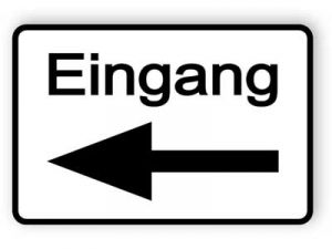 Eingang Hinweisschild zur Betriebskennzeichnung